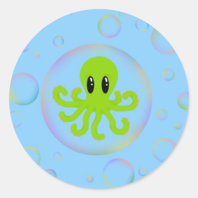 Sticker Rond La pieuvre dans une bulle (Devant)