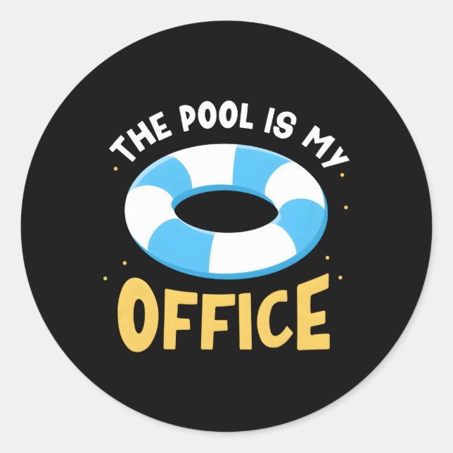 Sticker Rond La Piscine Est Mon Bureau Agent Nager (Devant)
