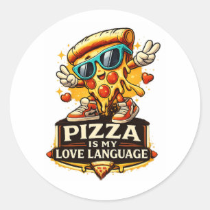 Sticker Rond La pizza est mon amour Cadeau amusant pour amateur