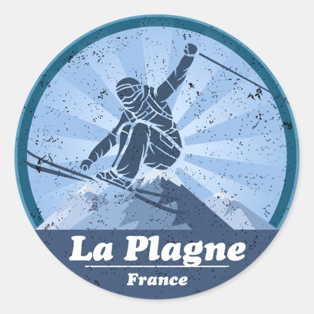 Sticker Rond La Plagne Station de ski - Skieur (Devant)