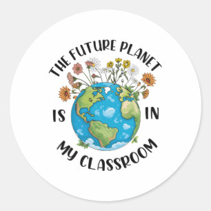 Sticker Rond La Planète Futur Est Dans Mon Jour des terres Clro