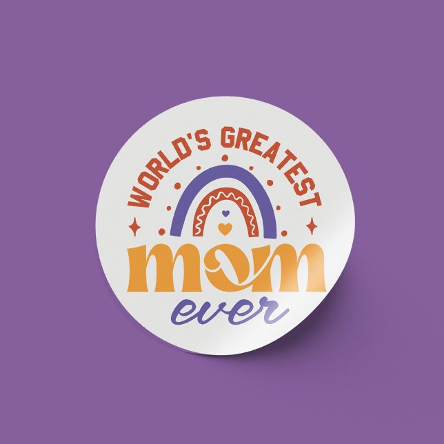 Sticker Rond La plus grande maman du monde de Retro jamais mign (Créateur téléchargé)
