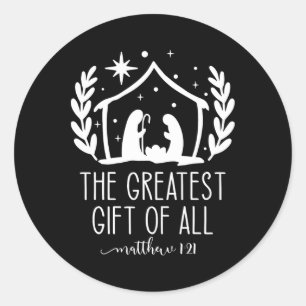 Sticker Rond La Plus Grande Pour Tous Noël Nativité Jésus-Chri