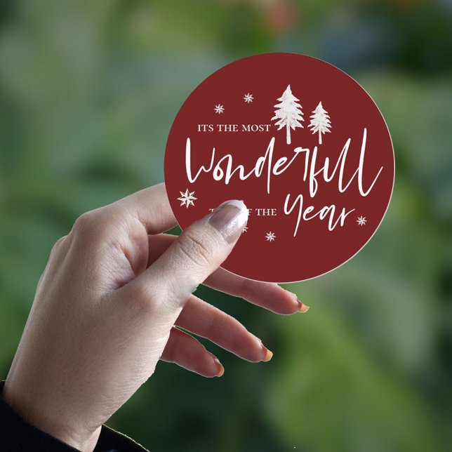 Sticker Rond La plus merveilleuse période de l'année rouge et b (Créateur téléchargé)