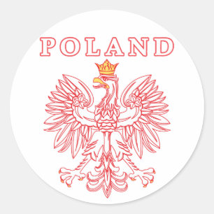 Sticker Rond La Pologne avec le polonais Eagle de rouge