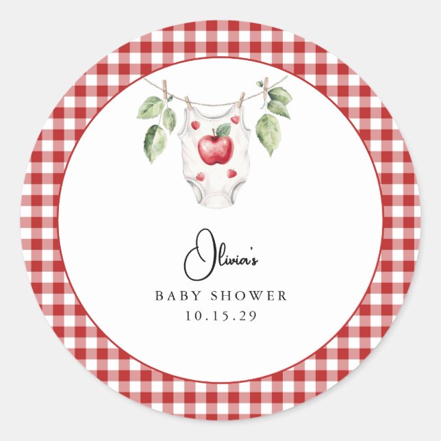 Sticker Rond La pomme de notre Baby shower oculaire (Devant)