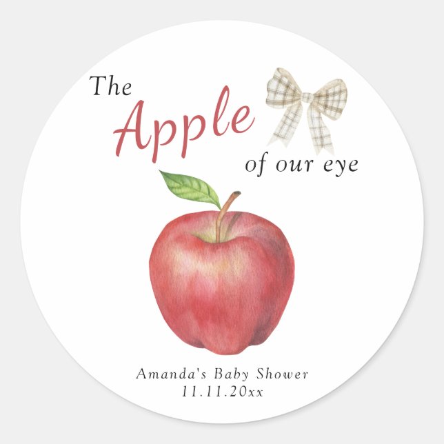 Sticker Rond La pomme de notre Baby shower oculaire (Devant)