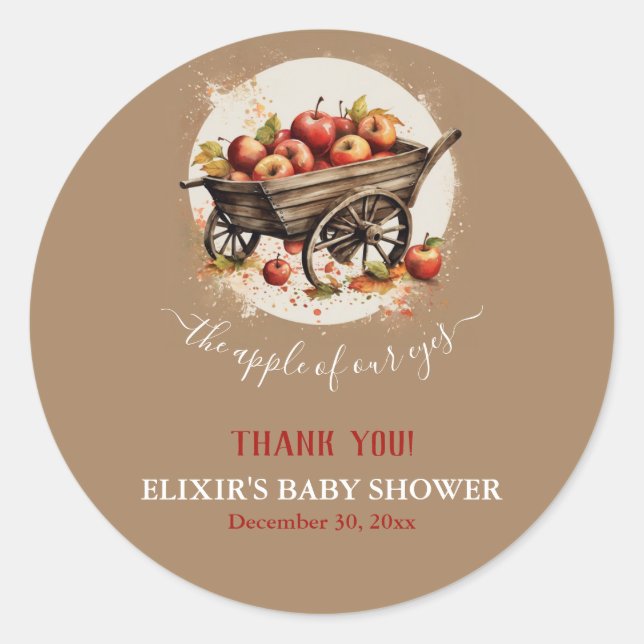 Sticker Rond La Pomme De Notre Baby shower Oeil (Devant)