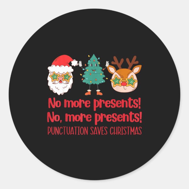 Sticker Rond La ponctuation sauve Noël Professeur de lecture El (Devant)