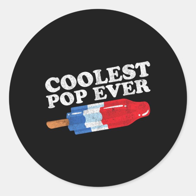 Sticker Rond La Pop la plus froide jamais Popsicle Funny Retro  (Devant)