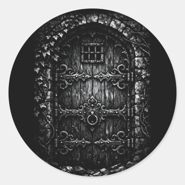 Sticker Rond La porte du sorcier — par BurnsInHell (Devant)