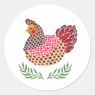 Sticker Rond La poule Brown