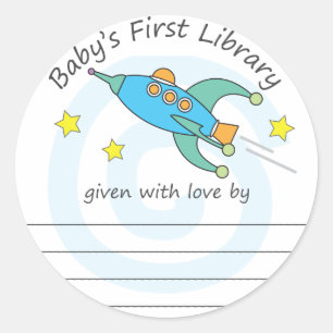 Sticker Rond la première bibliothèque de la fusée spatiale