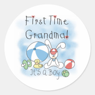 Sticker Rond La première fois grand-mère bébé garçon