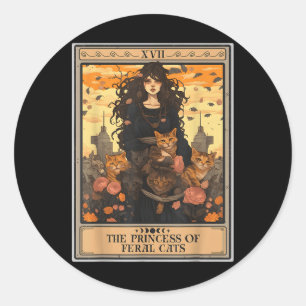 Sticker Rond La Princesse Des Chats Féraux Carte Tarot