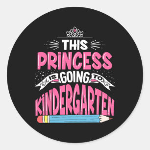Sticker Rond La Princesse Va À La Maternelle Fille Revenir À Te