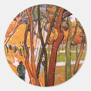 Sticker Rond La Promenade : feuilles mortes de Vincent van Gogh