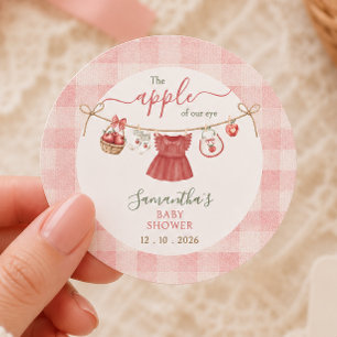 Sticker Rond La prunelle de nos yeux corde à linge rose poussié