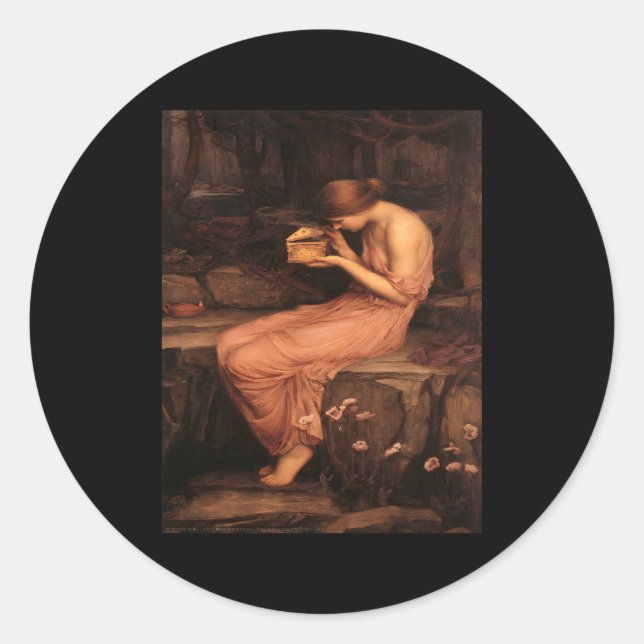 Sticker Rond La Psyche De John William Waterhouse Qui Ouvre Le  (Devant)