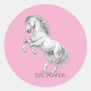 Sticker Rond La Puissance de l'Étalon   Graphique de Cheval Maj