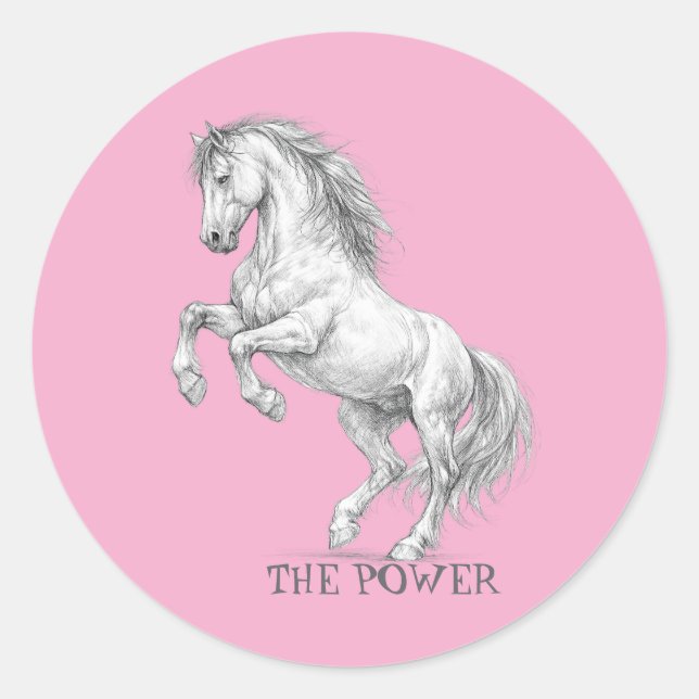 Sticker Rond La Puissance de l'Étalon | Graphique de Cheval Maj (Devant)