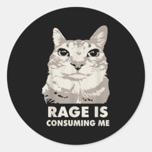 Sticker Rond La rage me consomme Mème de chat en colère Sarcasm