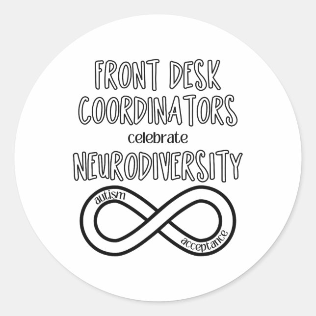 Sticker Rond La réception célèbre la Neurodiversité Acceptation (Devant)