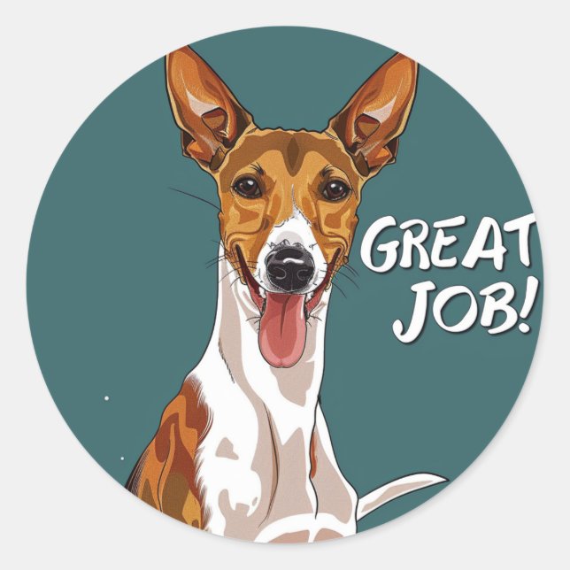 Sticker Rond La récompense des grands professeurs de Basenji (Devant)