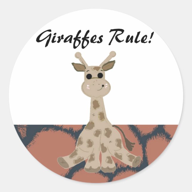 Sticker Rond La règle de la girafe de dessin animé  (Devant)