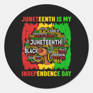 Sticker Rond La Reine Afro Femme Junetten Est Mon Jour De L'Ind