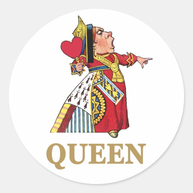 STICKER ROND LA REINE DES COEURS EST GRANDE ET CHARGÉE ! (Devant)