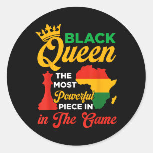 Sticker Rond La Reine Noire Échecs Puissant Pièce Dans Le Jeu J