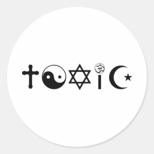 Sticker Rond La religion est libre penseur toxique