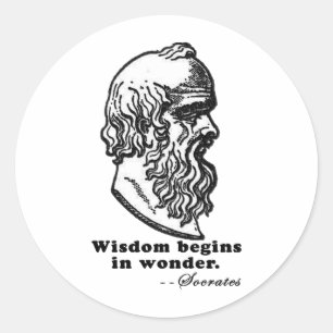 Sticker Rond La sagesse commence dans Wonder Socrates Citation