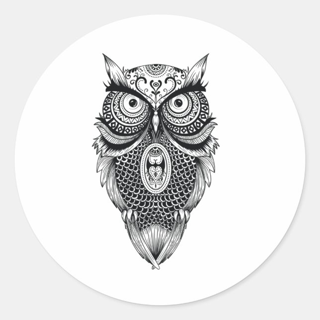 Sticker Rond La Sagesse Du Roi Hibou (Devant)