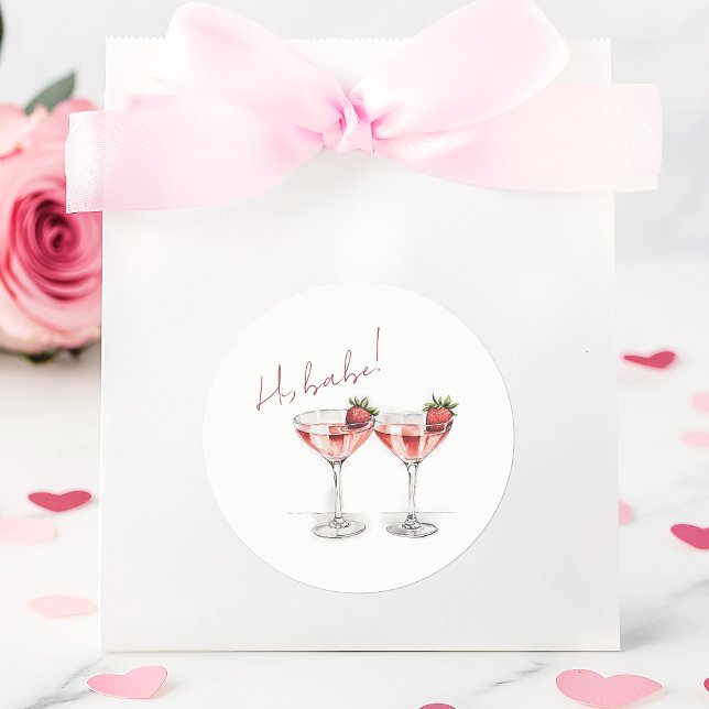 Sticker Rond La Saint-Galentin Babe Strawberry Cocktail Party (Créateur téléchargé)