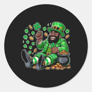 Sticker Rond La Saint Patrick de Leprechaun d'Afrique noire