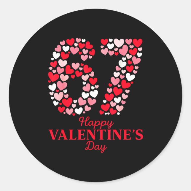 Sticker Rond La Saint-Valentin 67 Meme rempli de cœurs drôle S (Devant)