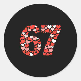 Sticker Rond La Saint-Valentin 67 Meme Rempli de Cœurs Drôle S