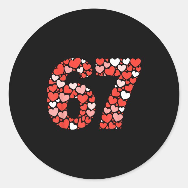 Sticker Rond La Saint-Valentin 67 Meme Rempli de Cœurs Drôle S (Devant)