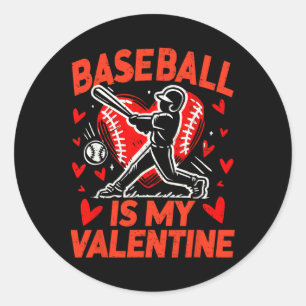 Sticker Rond La Saint-Valentin Baseball Est Mon Baseball De La
