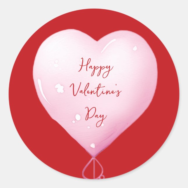 Sticker Rond La Saint-Valentin cœur heureux rose script (Devant)