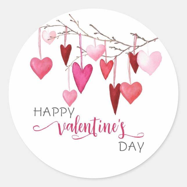 Sticker Rond La Saint-Valentin coeurs roses (Devant)