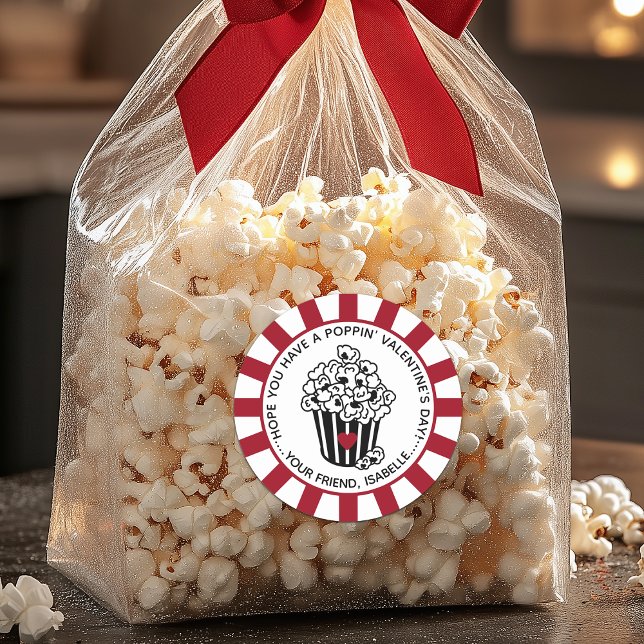 Sticker Rond La Saint-Valentin de Poppin's (Modern Poppin' Valentine's Day Classic Round Sticker For Kids)