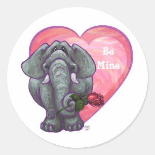 Sticker Rond La Saint-Valentin des éléphants