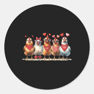 Sticker Rond La Saint-Valentin des poules Amour de la Saint-Val