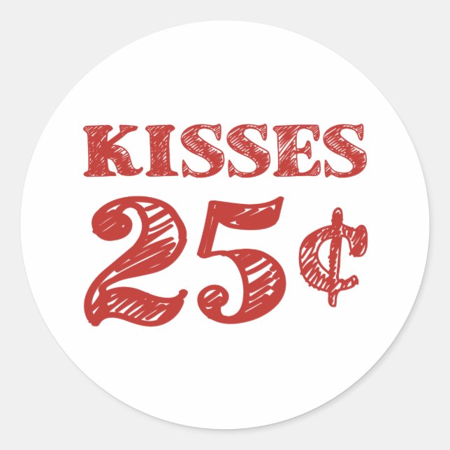 Sticker Rond La Saint-Valentin embrasse 25 cents (Devant)