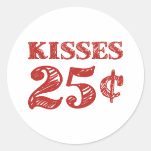 Sticker Rond La Saint-Valentin embrasse 25 cents