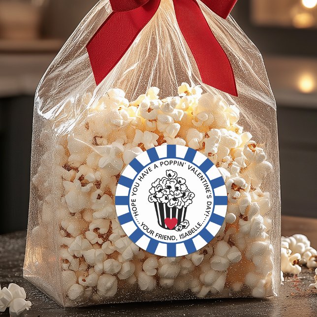 Sticker Rond La Saint-Valentin Moderne qui éclate (Modern Poppin' Valentine's Day Classic Round Sticker)