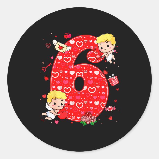 Sticker Rond La Saint-Valentin Six Sept Cœurs 6 7 Meme Gen Alph (Devant)